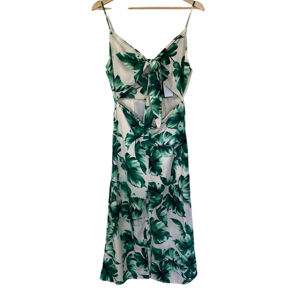 NWT Green and White Tropical Leaf Print Jumpsuit
